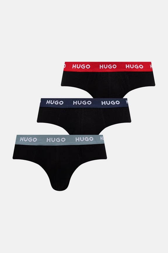 HUGO slipy męskie bawełniane z elastanem HIPBRIEF TRIPLETPACK 3-pack czarny 50532570