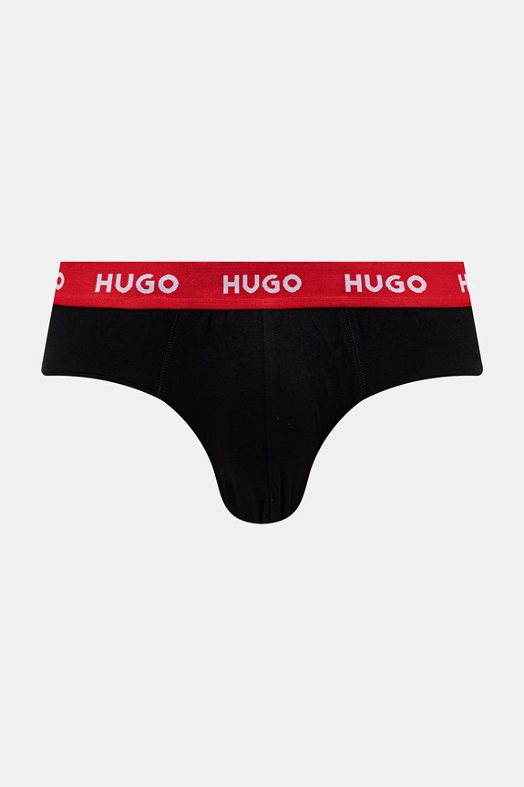 HUGO slipy męskie bawełniane z elastanem HIPBRIEF TRIPLETPACK 3-pack 50532570 czarny SS26