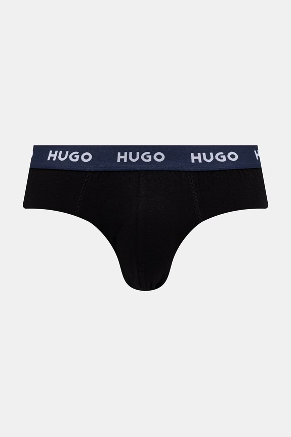 Odzież HUGO slipy męskie bawełniane z elastanem HIPBRIEF TRIPLETPACK 3-pack 50532570 czarny