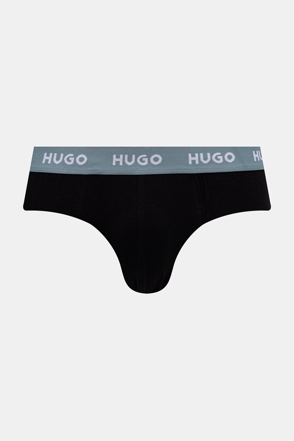 HUGO slipy męskie bawełniane z elastanem HIPBRIEF TRIPLETPACK 3-pack czarny 50532570