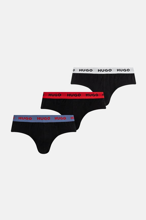Slipy HUGO 3-pak HIPBRIEF TRIPLETPACK pletenina čierna 50532570