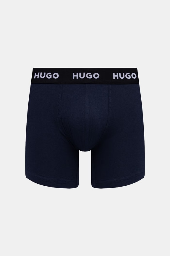 HUGO bokserki męskie bawełniane z elastanem BOXERBR TRIPLET PACK 3-pack 50532613 szary SS26