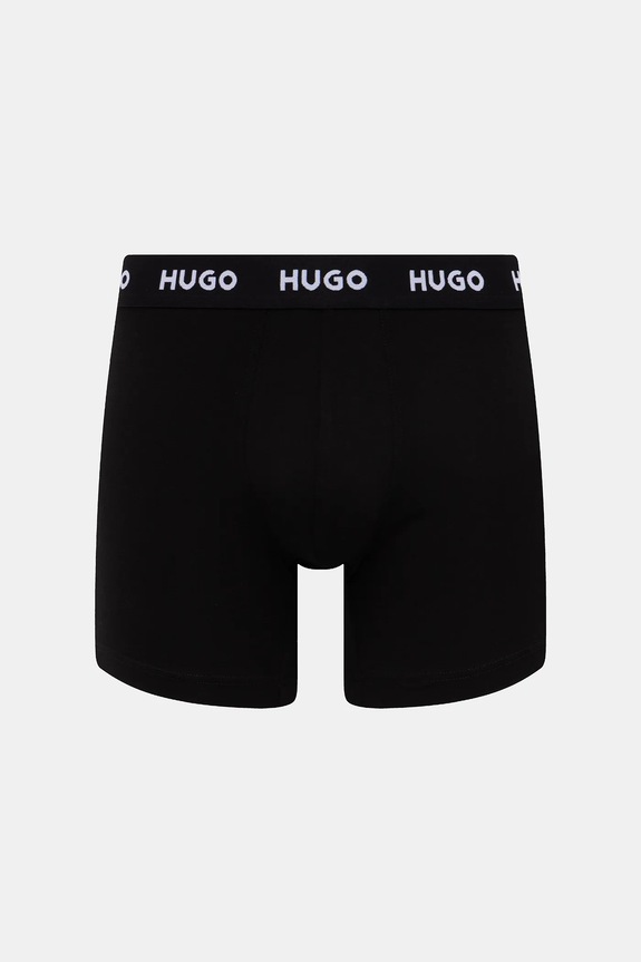 HUGO boxerky pánske bavlnené s elastanom BOXERBR TRIPLET PACK 3-pak 50532613 čierna SS26