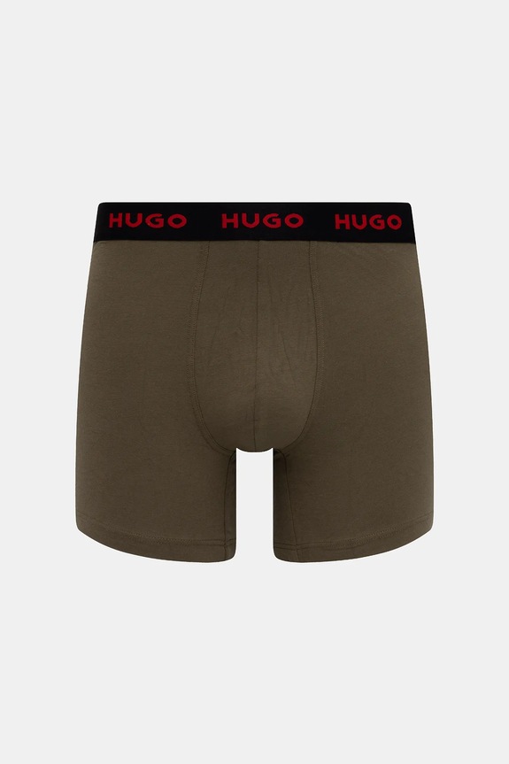 HUGO boxerky pánske bavlnené s elastanom BOXERBR TRIPLET PACK 3-pak 50532613 čierna SS26