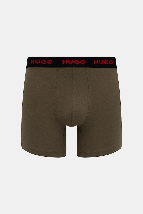 HUGO boxerky pánske bavlnené s elastanom BOXERBR TRIPLET PACK 3-pak 50532613 čierna SS26