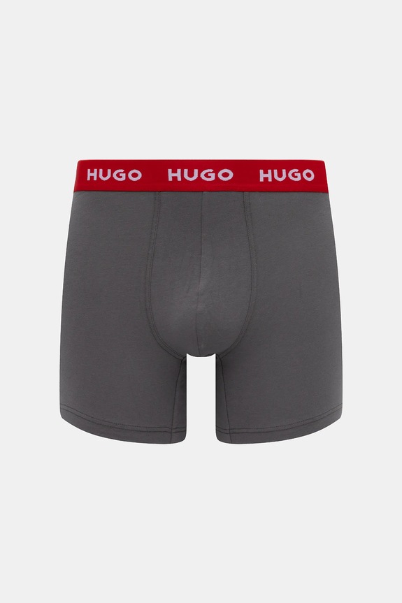 Oblečenie HUGO boxerky pánske bavlnené s elastanom BOXERBR TRIPLET PACK 3-pak 50532613 čierna