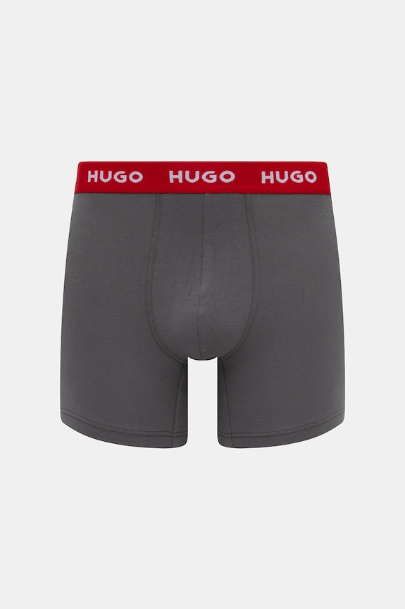 Oblečenie HUGO boxerky pánske bavlnené s elastanom BOXERBR TRIPLET PACK 3-pak 50532613 čierna