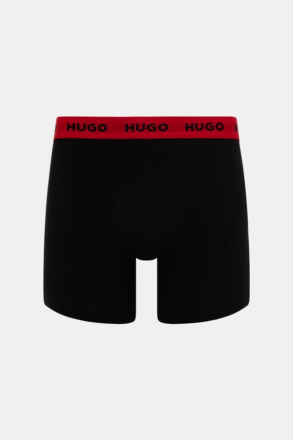 HUGO boxerky pánske bavlnené s elastanom BOXERBR TRIPLET PACK 3-pak čierna 50532613