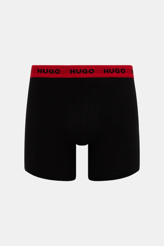 HUGO boxerky pánske bavlnené s elastanom BOXERBR TRIPLET PACK 3-pak čierna 50532613