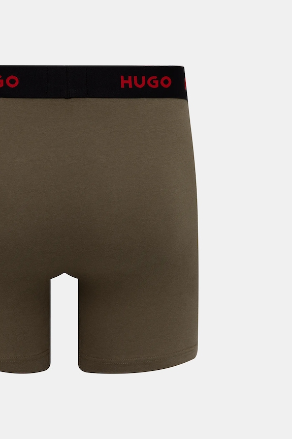 HUGO boxerky pánske bavlnené s elastanom BOXERBR TRIPLET PACK 3-pak 50532613 čierna