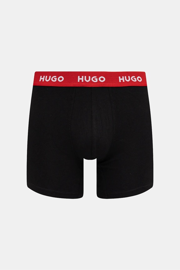 HUGO bokserki męskie bawełniane z elastanem BOXERBR TRIPLET PACK 3-pack 50532613 czarny SS26