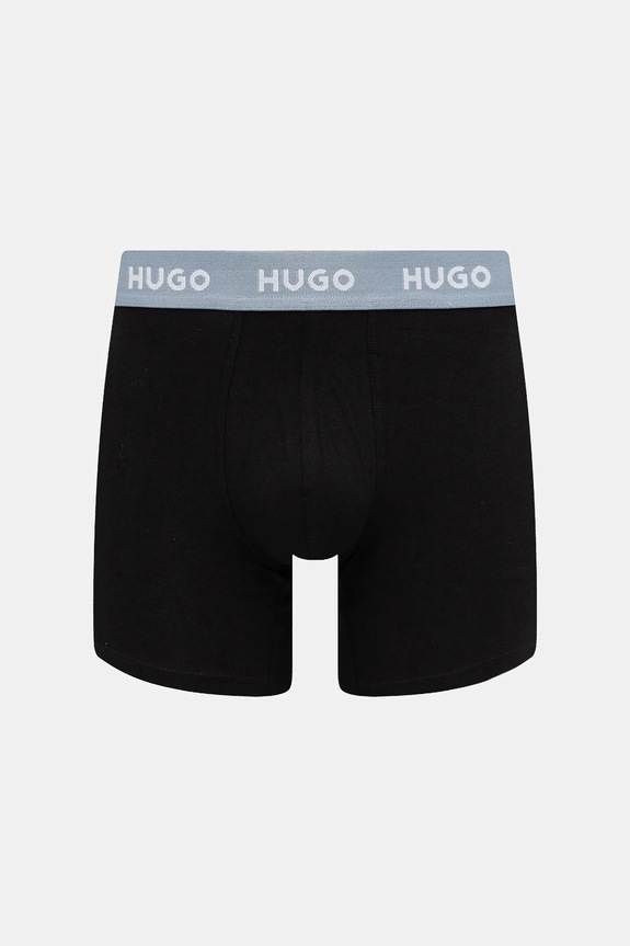 HUGO bokserki męskie bawełniane z elastanem BOXERBR TRIPLET PACK 3-pack czarny 50532613