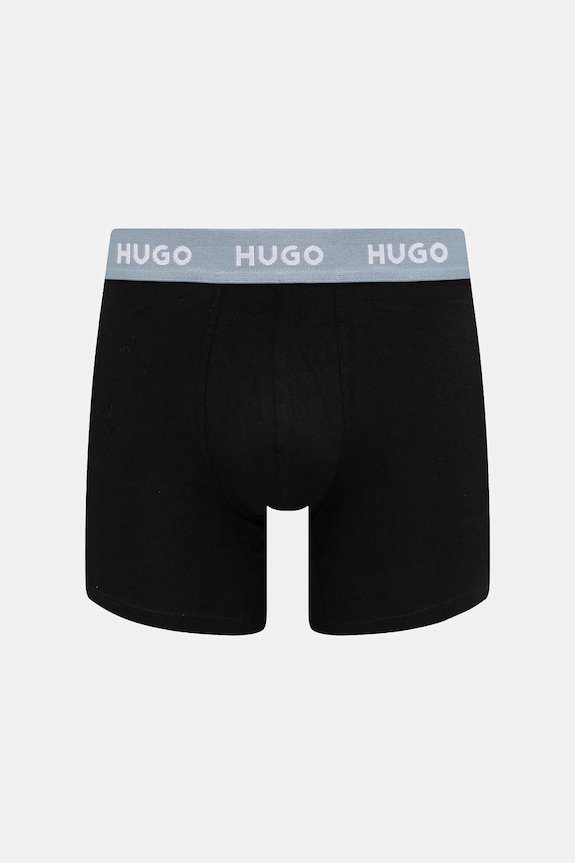 HUGO bokserki męskie bawełniane z elastanem BOXERBR TRIPLET PACK 3-pack czarny 50532613