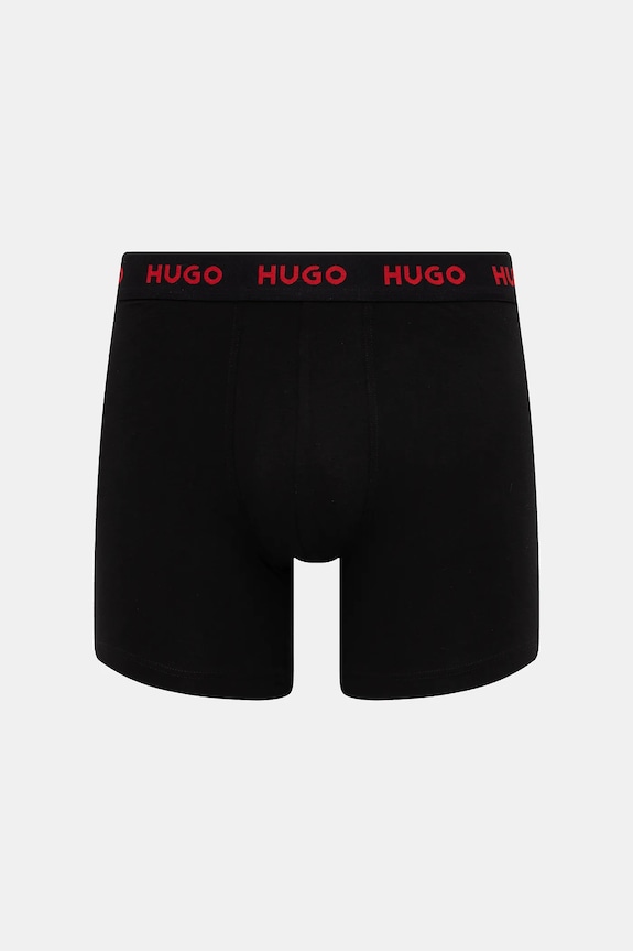HUGO boxerky pánske bavlnené s elastanom BOXERBR TRIPLET PACK 3-pak 50532613 čierna SS26