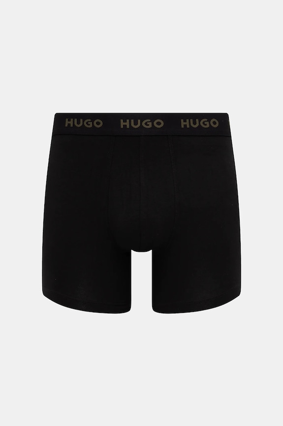 Oblečenie HUGO boxerky pánske bavlnené s elastanom BOXERBR TRIPLET PACK 3-pak 50532613 čierna