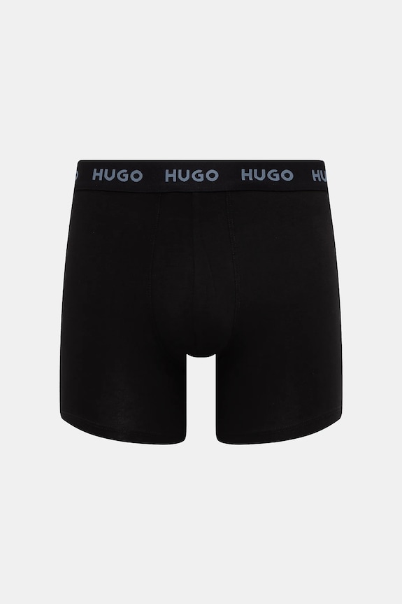 HUGO boxerky pánske bavlnené s elastanom BOXERBR TRIPLET PACK 3-pak čierna 50532613