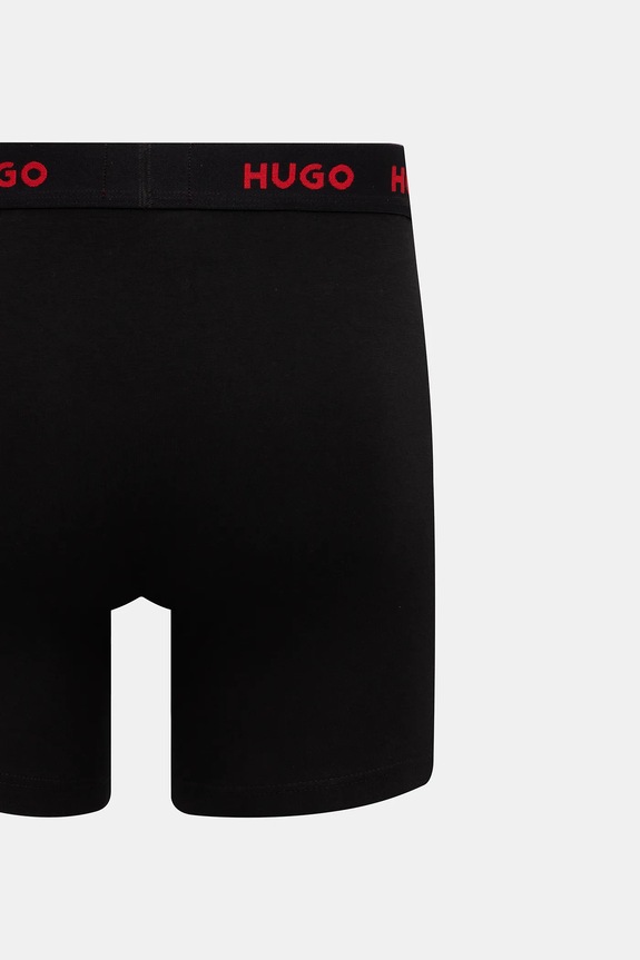 HUGO boxerky pánske bavlnené s elastanom BOXERBR TRIPLET PACK 3-pak 50532613 čierna