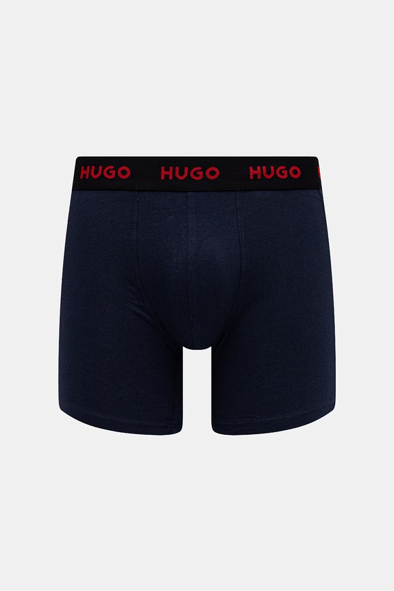 HUGO bokserki męskie bawełniane z elastanem BOXERBR TRIPLET PACK 3-pack 50532613 czarny SS26