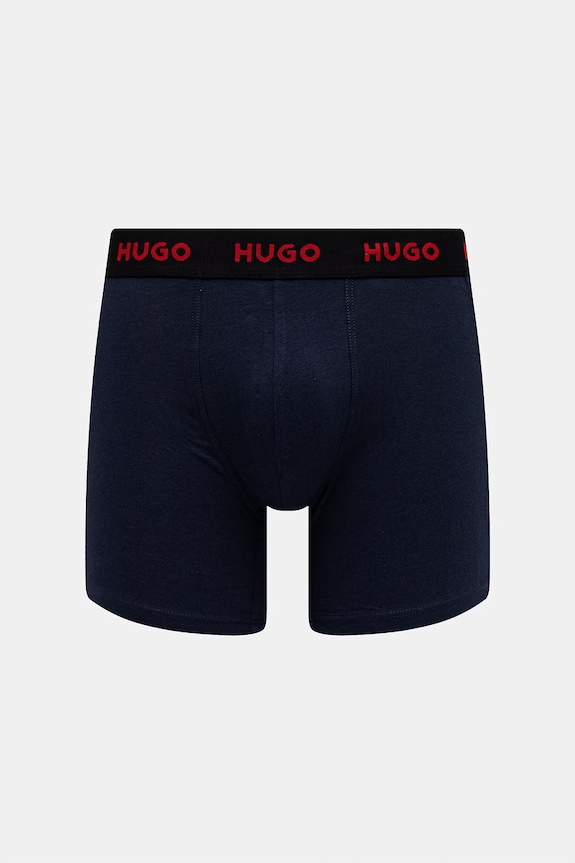 HUGO bokserki męskie bawełniane z elastanem BOXERBR TRIPLET PACK 3-pack 50532613 czarny SS26