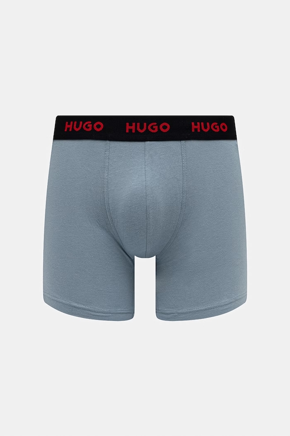 Odzież HUGO bokserki męskie bawełniane z elastanem BOXERBR TRIPLET PACK 3-pack 50532613 czarny