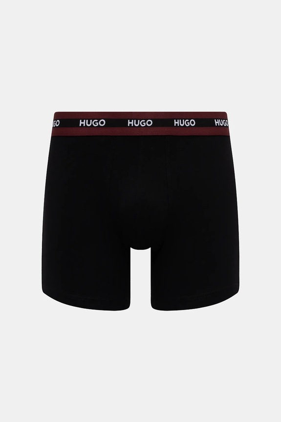 HUGO boxerky pánske bavlnené s elastanom BOXERBR TRIPL PLANET 50534694 čierna SS26