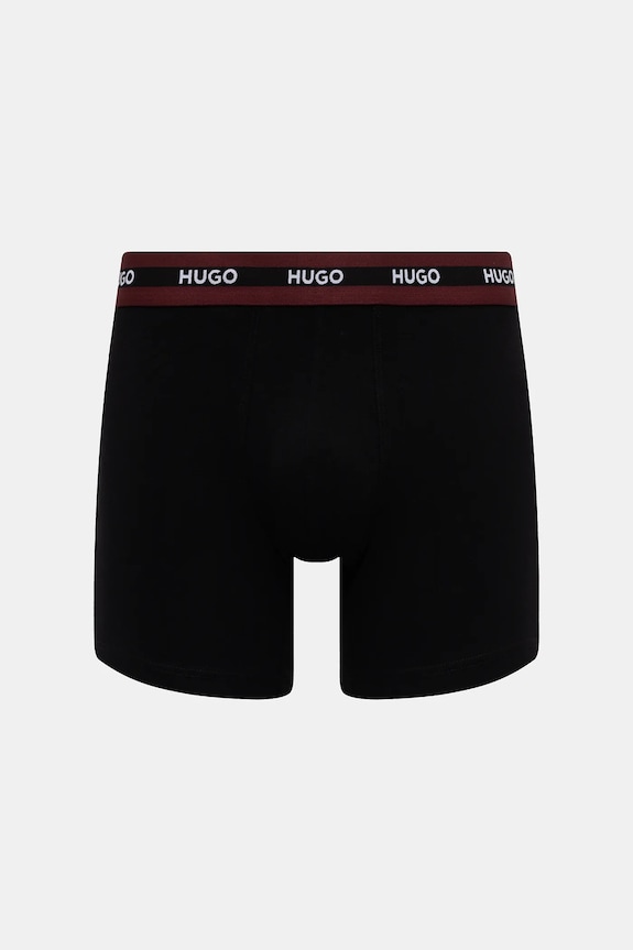 HUGO boxerky pánske bavlnené s elastanom BOXERBR TRIPL PLANET 50534694 čierna SS26