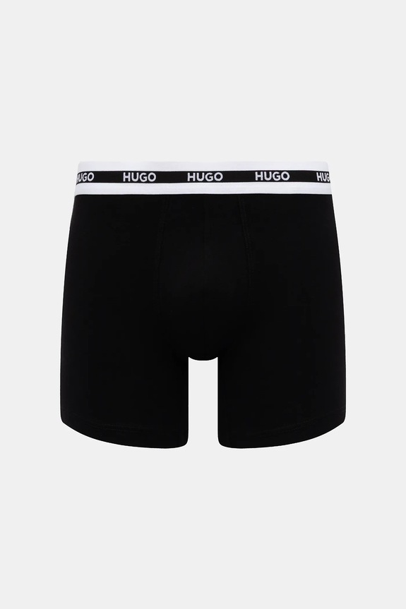 HUGO boxerky pánske bavlnené s elastanom BOXERBR TRIPL PLANET čierna 50534694