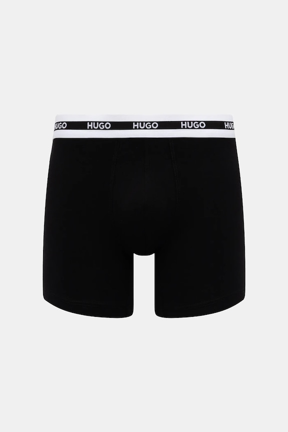 HUGO boxerky pánske bavlnené s elastanom BOXERBR TRIPL PLANET čierna 50534694