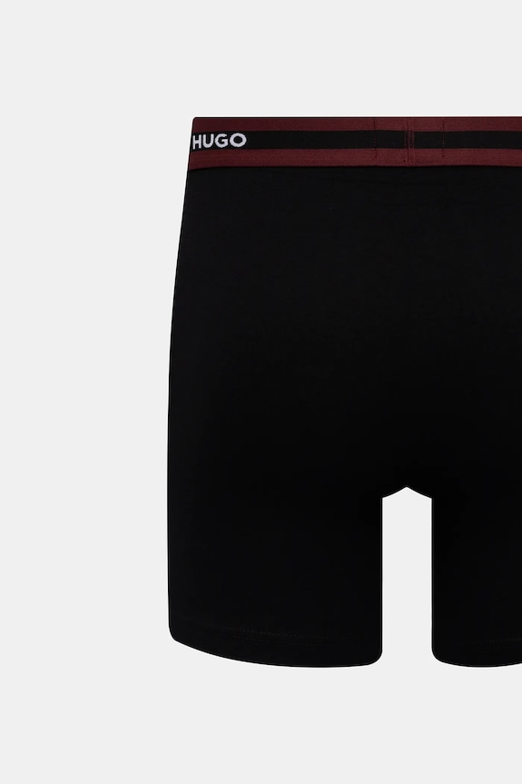 HUGO boxerky pánske bavlnené s elastanom BOXERBR TRIPL PLANET 50534694 čierna