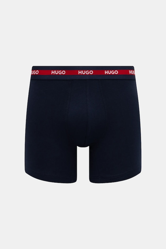HUGO bokserki męskie bawełniane z elastanem BOXERBR TRIPL PLANET 50534694 czarny SS26