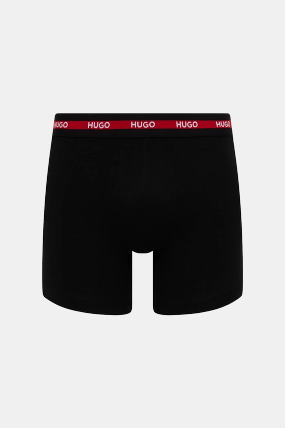 HUGO bokserki męskie bawełniane z elastanem BOXERBR TRIPL PLANET czarny 50534694