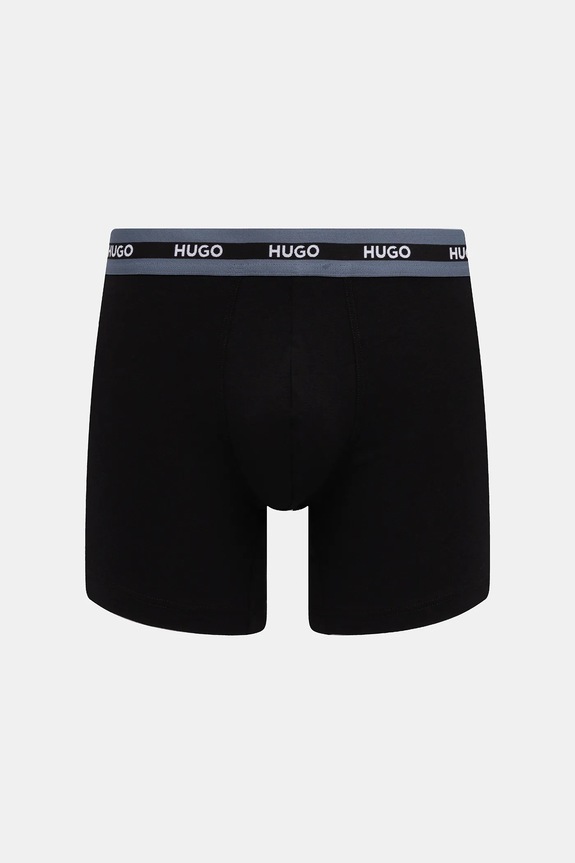 HUGO boxerky pánske bavlnené s elastanom BOXERBR TRIPL PLANET 50534694 čierna SS26