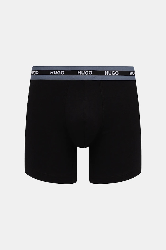 HUGO boxerky pánske bavlnené s elastanom BOXERBR TRIPL PLANET 50534694 čierna SS26