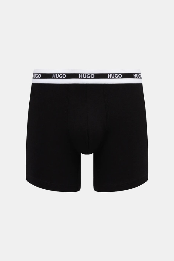 HUGO boxerky pánske bavlnené s elastanom BOXERBR TRIPL PLANET čierna 50534694