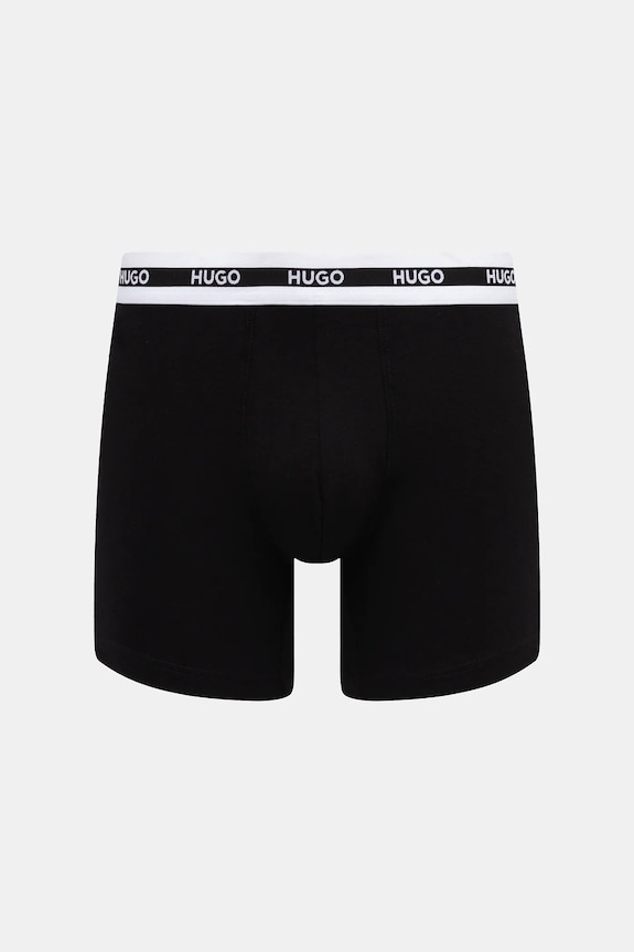 HUGO boxerky pánske bavlnené s elastanom BOXERBR TRIPL PLANET čierna 50534694