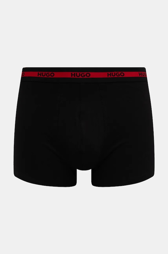 HUGO boxerky pánske bavlnené s elastanom BOXERBR TRIPL PLANET 50534694 čierna SS26