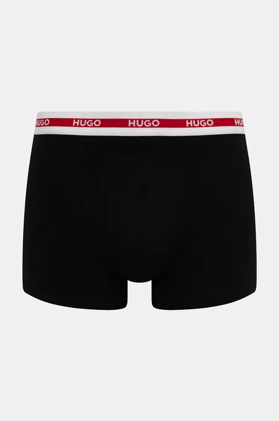 HUGO boxerky pánske bavlnené s elastanom BOXERBR TRIPL PLANET čierna 50534694