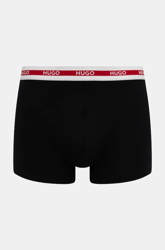 HUGO boxerky pánske bavlnené s elastanom BOXERBR TRIPL PLANET čierna 50534694