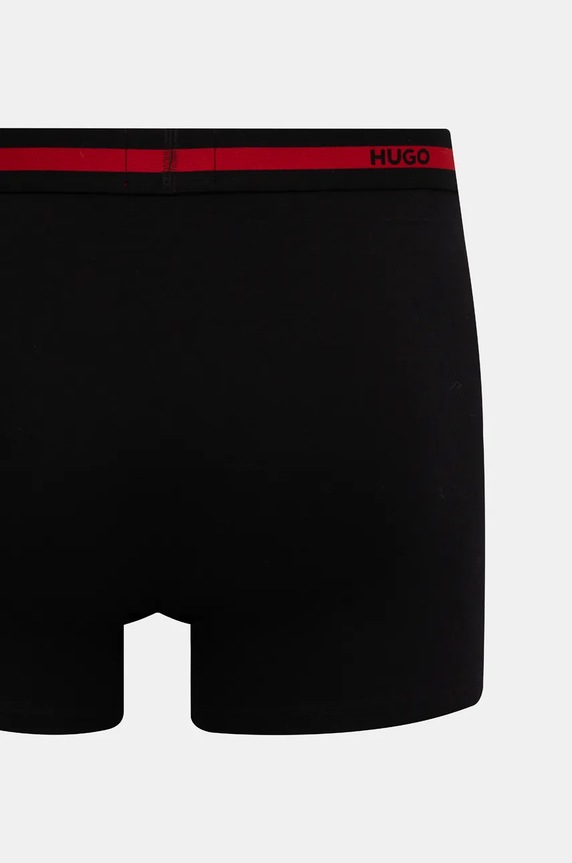 HUGO boxerky pánske bavlnené s elastanom BOXERBR TRIPL PLANET 50534694 čierna