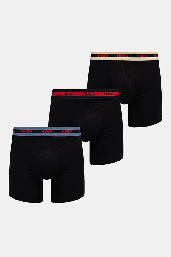HUGO boxerky pánske bavlnené s elastanom BOXERBR TRIPL PLANET pletenina viacfarebná 50534694