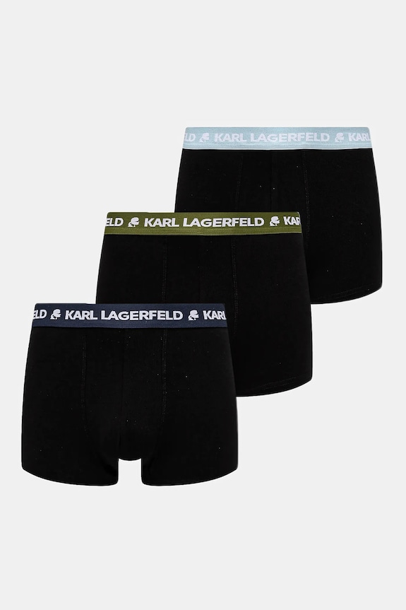 Karl Lagerfeld boxerky pánske bavlnené s elastanom 3-pak pletenina čierna A1M47021