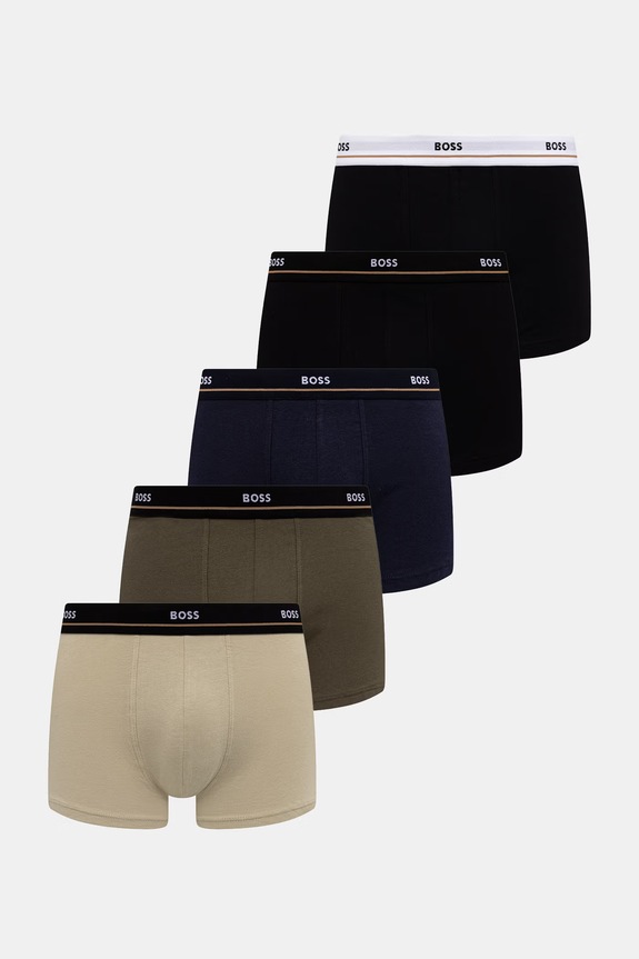BOSS boxer da uomo in cotone con elastan Trunk 5P Essential pacco da 5 verde 50531660