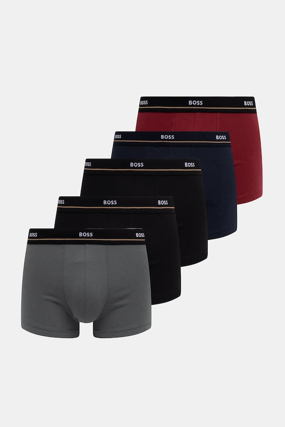 BOSS boxeri bărbătești din bumbac cu elastan Trunk 5P Essential pachet de 5 negru 50531660