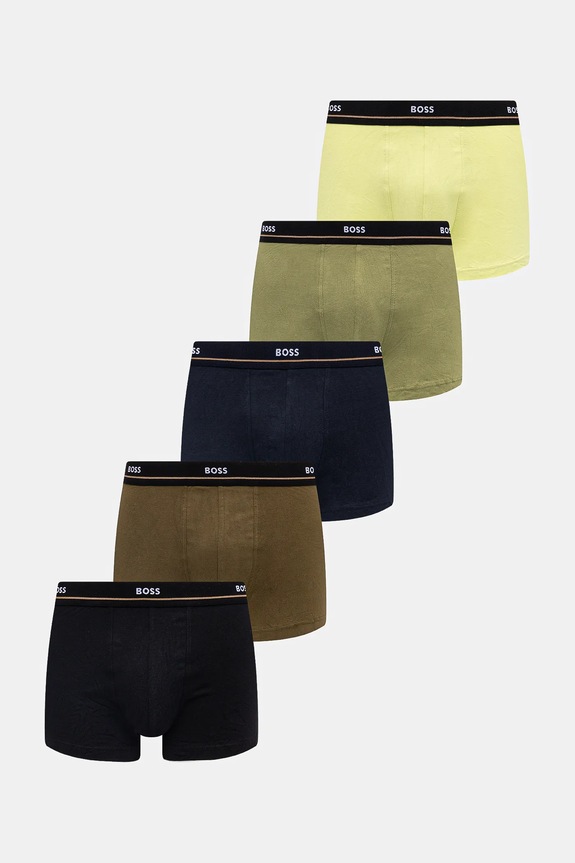 BOSS Ανδρικό μποξεράκι βαμβακερό με ελαστάν Trunk 5P Essential 5-pack εφαρμοστό σορτς μπόξερ μαύρο 50531660