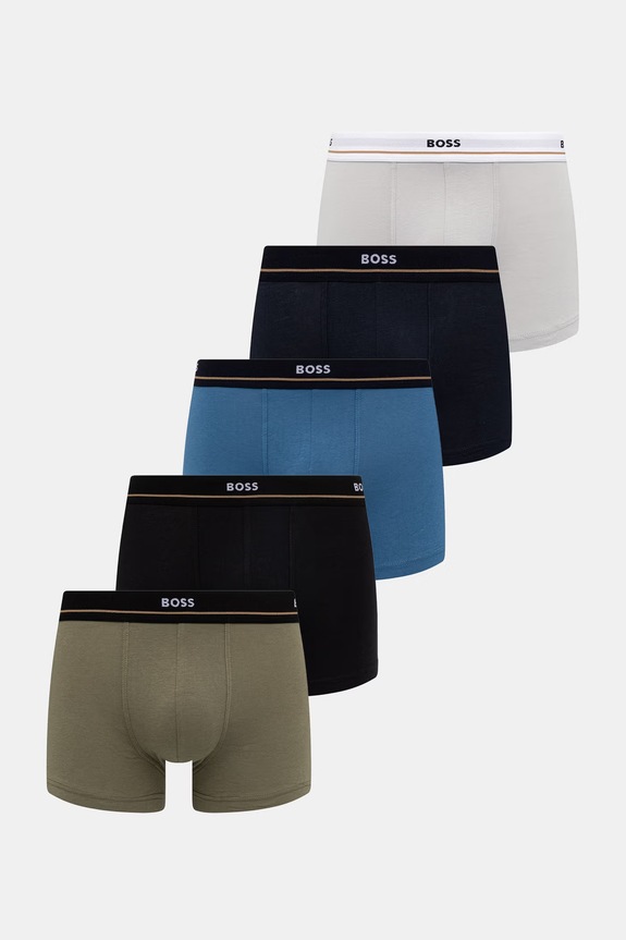 BOSS boxerky pánske bavlnené s elastanom Trunk 5-pak čierna 50531660