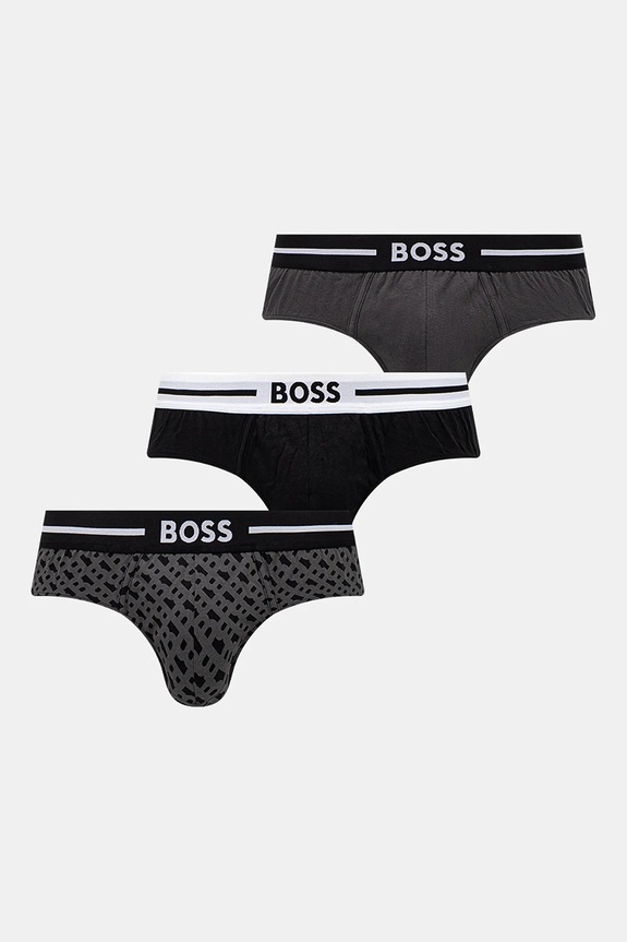 BOSS slipy 3-pack dzianina czarny 50531706