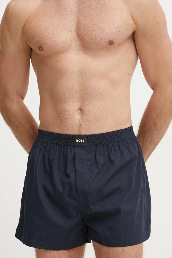 BOSS bokserki luźne męskie bawełniane 2P Boxer S. CW Peach 2-pack 50515464 granatowy