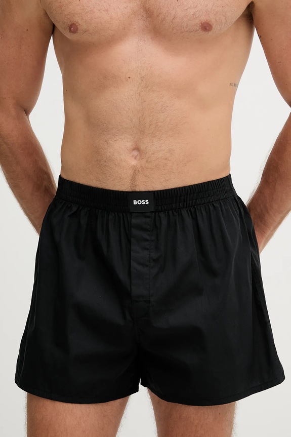 BOSS boxeri lejeri bărbați din bumbac 2P Boxer S. CW Peach pachet de 2 uni negru 50515464