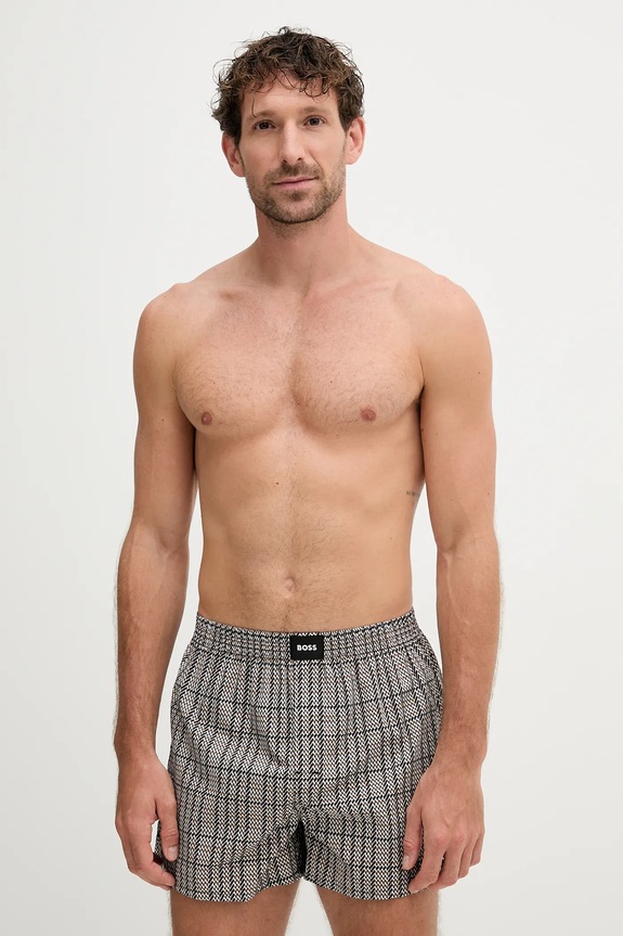 BOSS boxeri lejeri bărbați din bumbac 2P Boxer S. CW Peach pachet de 2 negru 50515464