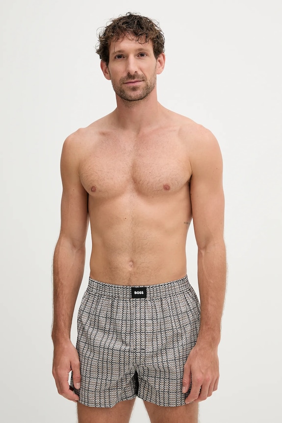 BOSS boxeri lejeri bărbați din bumbac 2P Boxer S. CW Peach pachet de 2 negru 50515464